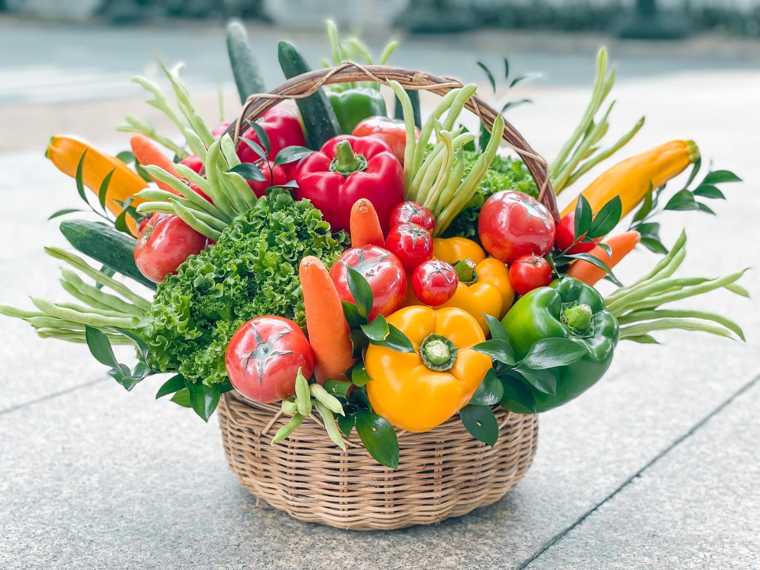 A basket of fresh root vegetables
